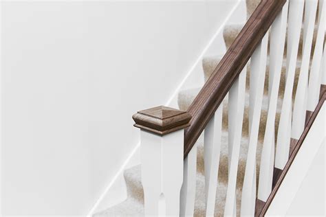 Walnut Handrail With White Primed Square Twist Spindles Stair