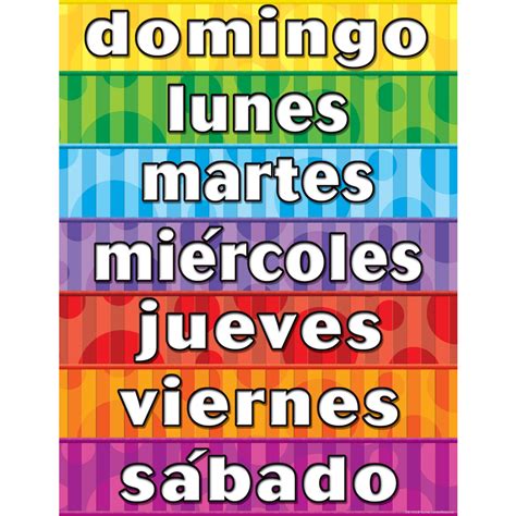 Days Of The Week Spanish Chart Tcr7692 Teacher Created Resources