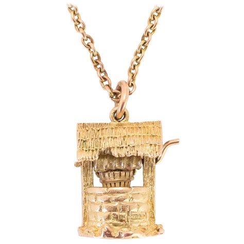Vintage Gold Wishing Well Charm Pendant At 1stdibs