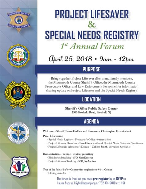 Project Lifesaver And Special Needs Registry 1st Annual Forum Nj Health