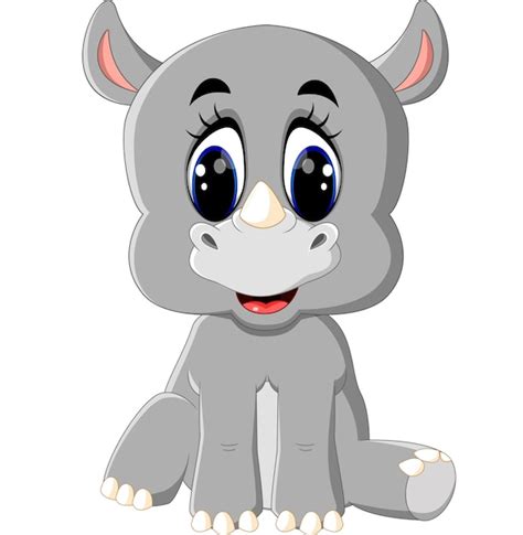 Sesión De Rinoceronte Lindo De Dibujos Animados Vector Premium