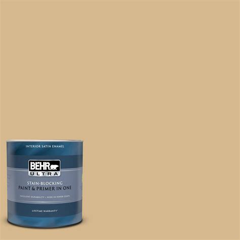 Behr Ultra 1 Qt Bxc 34 Mineral Yellow Satin Enamel Interior Paint And