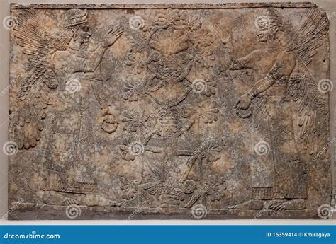 Ancient Assyrian Wall Carving With Cuneiform Royalty Free Stock Image