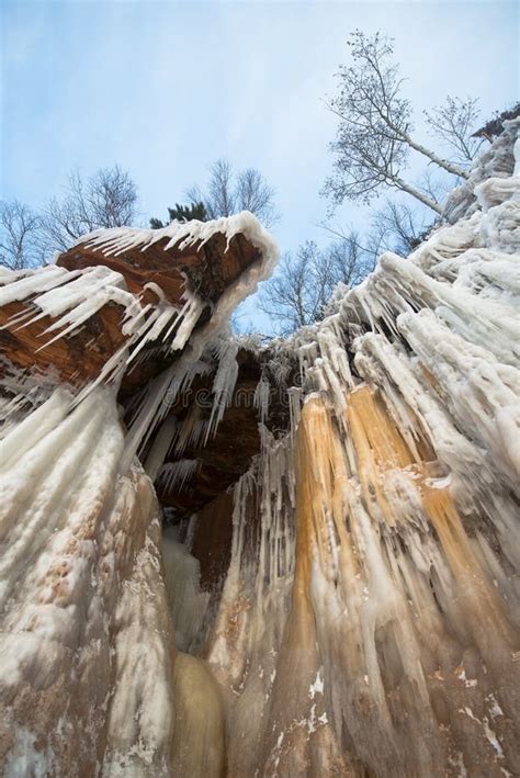 Apostle Islands Ice Caves Frozen Waterfall Winter Stock Photo Image