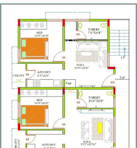 30x40 East Facing House Plan As Per Vastu Having An East Facing Site