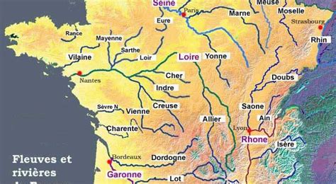 Carte Des Fleuves Et Rivi Res De France Vacances Arts Guides Voyages