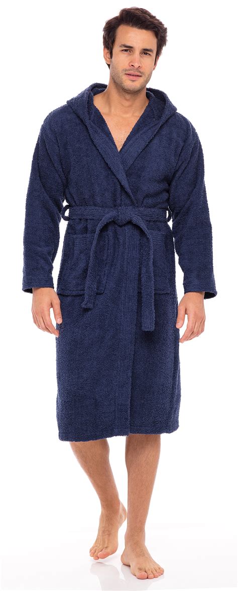 Men Hooded Bathrobe For Men Cotton Terry Bathrobes With Hood Towel