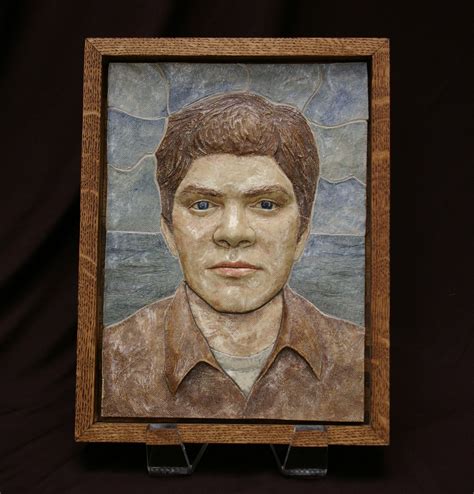 Hand Crafted Ceramic Tile Relief Portrait By Ashley Gray Ceramics
