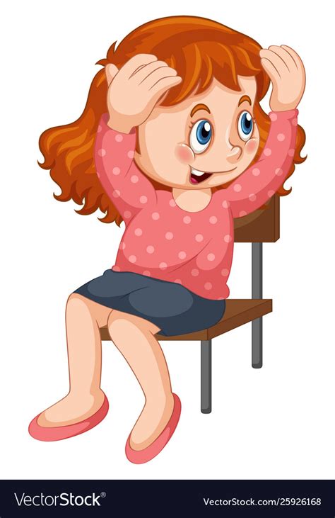 A Girl Sitting On A Chair Royalty Free Vector Image