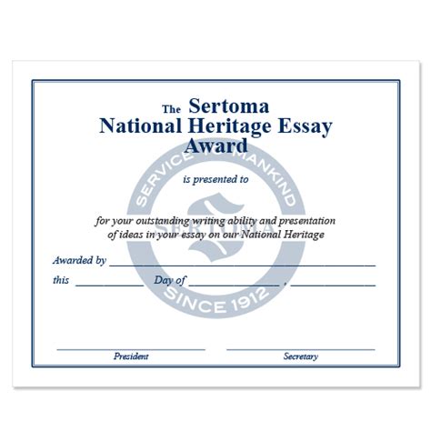 Horiziontal Custom Certificate National Heritage Essay Corporate