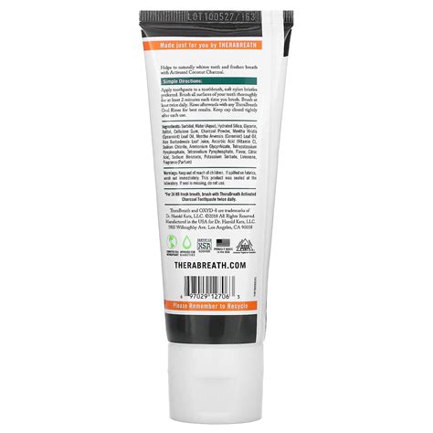 Therabreath Charcoal Whitening Fresh Breath Toothpaste Midnight