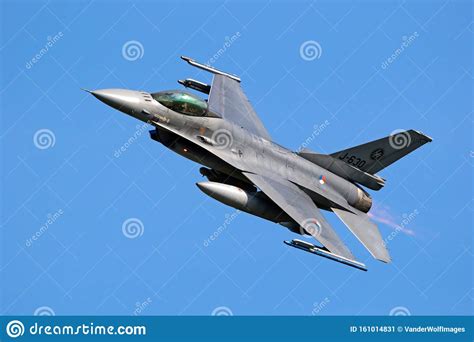 Royal Netherlands Air Force F16 Fighter Jet Aircraft Taking Off During