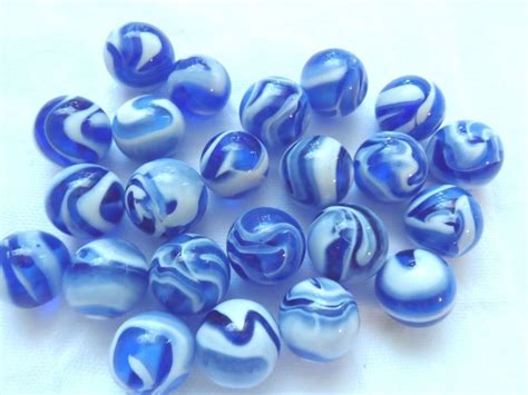 Vintage Glass Marbles Blue And White Collectible Marbles Lot 4982 Glass Marbles Glass Toys
