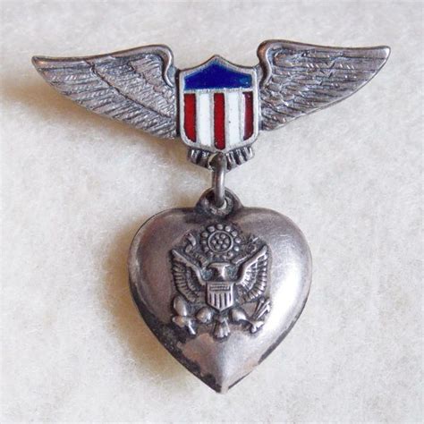 Wwii Army Air Corps Sterling And Enamel Sweetheart Puffy Heart Charm