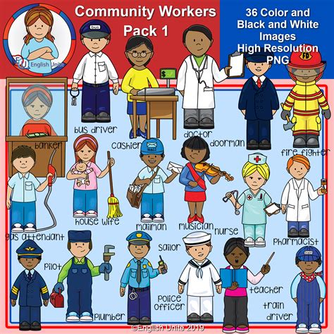 Clip Art Community Workers Pack 1 English Unite