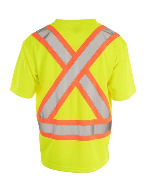 Custom Printed Hi Vis Crew Neck Short Sleeve Safety Tee Shirt With Che