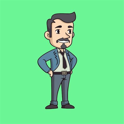 Premium Vector A Cartoon Man With A Beard And Mustache Stands With