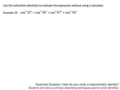 Verifying Trigonometric Identities Section 5 2 Ppt Download