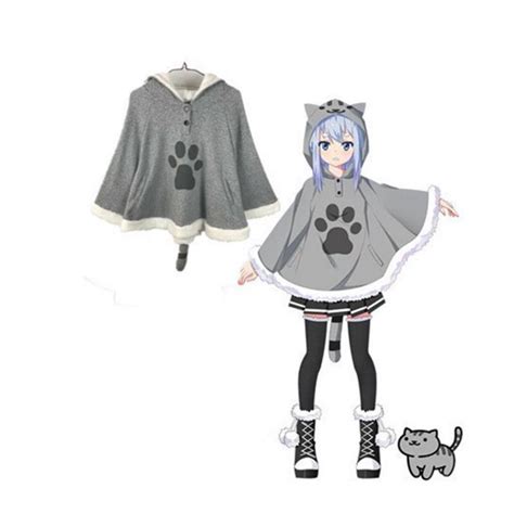 Boocre Game Neko Atsume Cosplay Costumes Coat Cloak Women Gray Hoodie