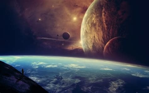 Wallpaper Planet Sky Artwork Stars Earth Concept Art Screenshot