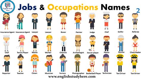 Jobs Occupations Names English Study Here