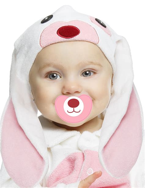Déguisement petit lapin rose avec sucette luxe bébé : Deguise-toi