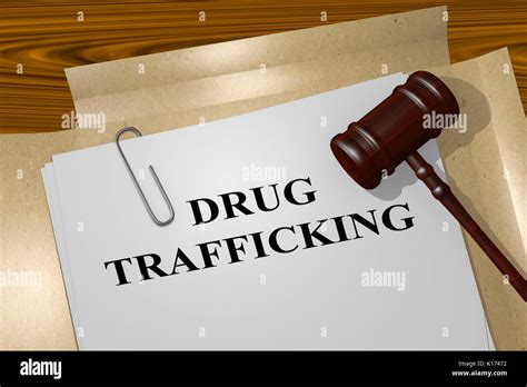 3d Illustration Of Drug Trafficking Title On Legal Document Stock