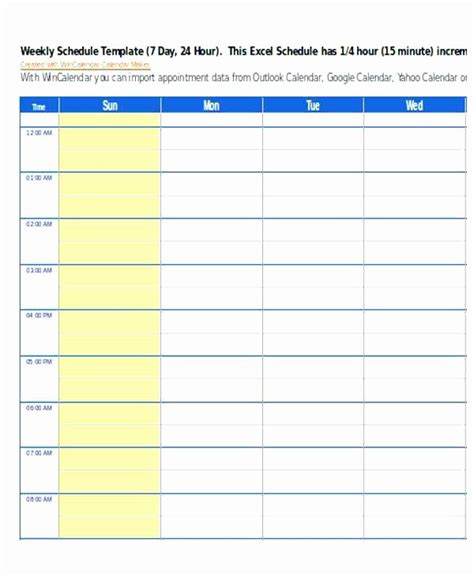 7 Day Work Schedule Template