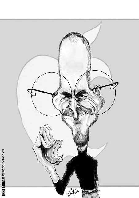 Siddharth Bishnu Steve Jobs Caricature Ink Drawing Drawings