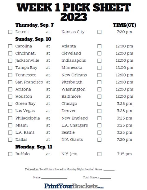 Nfl Schedule Printable Customize And Print