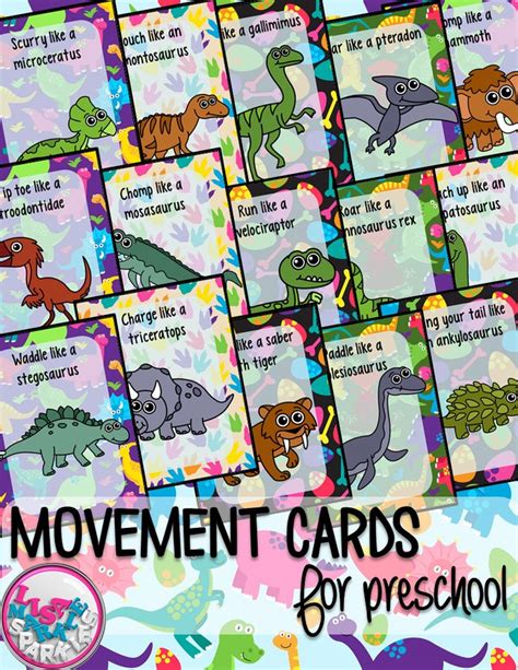 The Movement Cards For Preschool To Use In Dinosaur Themed Classroom