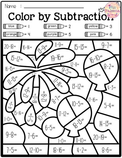 Math Worksheet Addition Color By Number