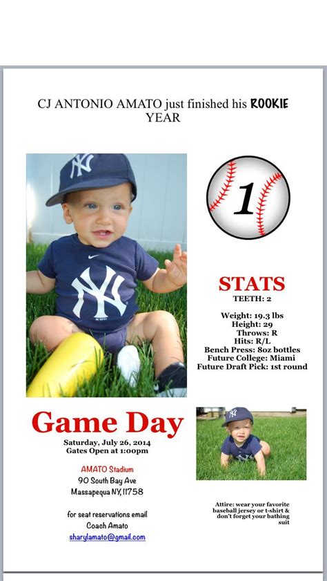 Rookie Of The Year First Birthday Party Baseball 1st Boy Birthday