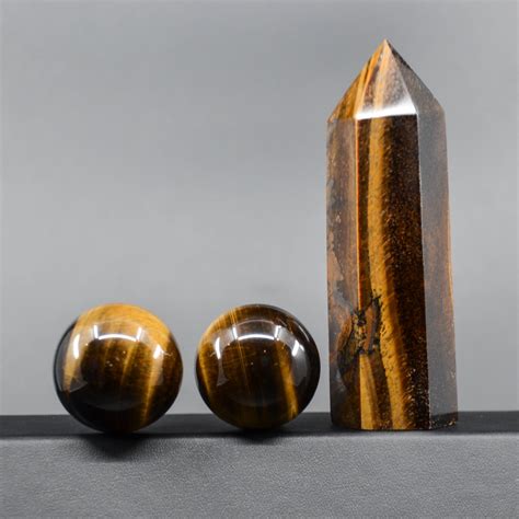 Piece Golden Tiger Eye Set Small Tower With Small Spheres Seraphim