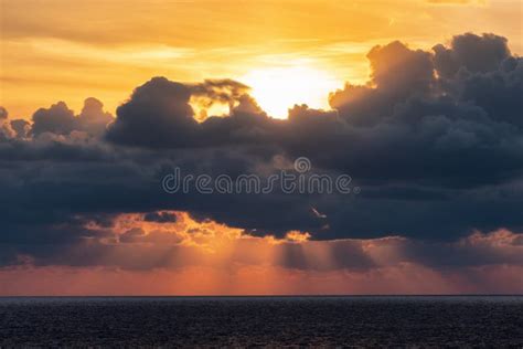 Dramatic Colorful Sunset Sky Over Mediterranean Sea Cloudscape