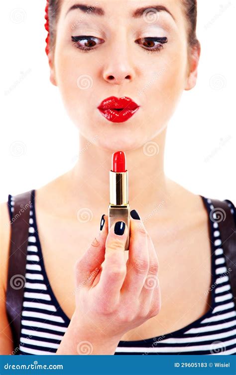 Pin Up Woman With Lipstick Stock Image Image Of Beautiful 29605183