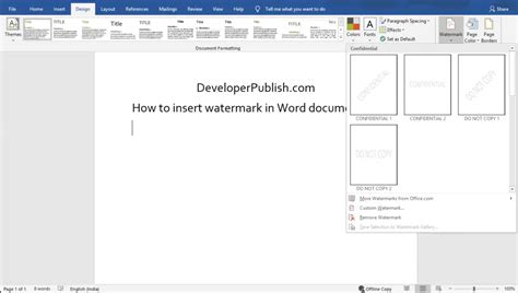 How To Insert Watermark In Microsoft Word Developer Publish