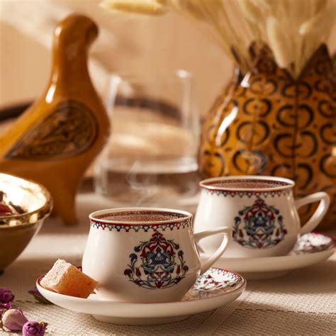 Karaca Nakkaş 12 Piece Porcelain Espresso Turkish Coffee Cup Set for 6