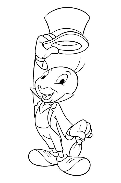 Jiminy Cricket In Pinocchio Coloring Page Free Printable Coloring