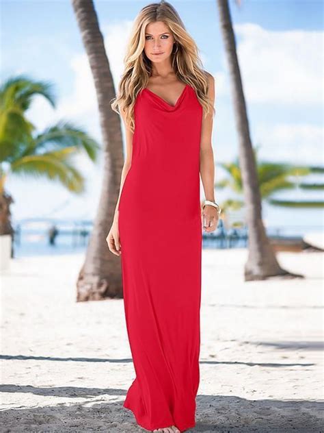 V Neck Solid Backless Beach Maxi Dresses Maxi Dress Beach Maxi Dress