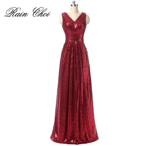 Sequin Evening Dress V Neck Evening Gowns Sleeveless Long Prom Party