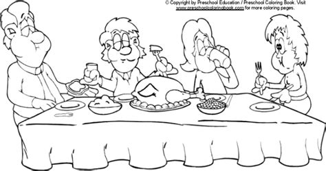 This thanksgiving coloring sheet features a family praying around a dinner table, along with an banner that reads be thankful in all things! while this might not be the best choice for every sunday school class—you want to be cognizant of different family situations and make sure that your lesson is inclusive and respectful—it's. www.preschoolcoloringbook.com / Thanksgiving Coloring Page