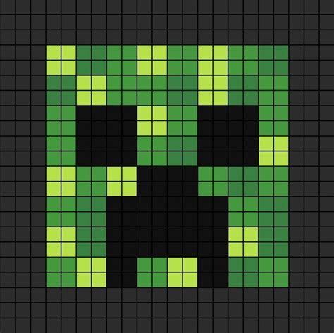 A Pixel Art Template Of The Face Of A Creeper From Minecraft The Video