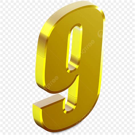 Number Nine Clipart Transparent PNG Hd 3d Number Nine Golden Gold