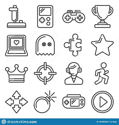 Video Game And Controller Icons Set Line Style Vector Stock Vector