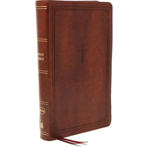 Nkjv Reference Bible Compact Leathersoft Brown Red Letter Edition Comfort Print Holy