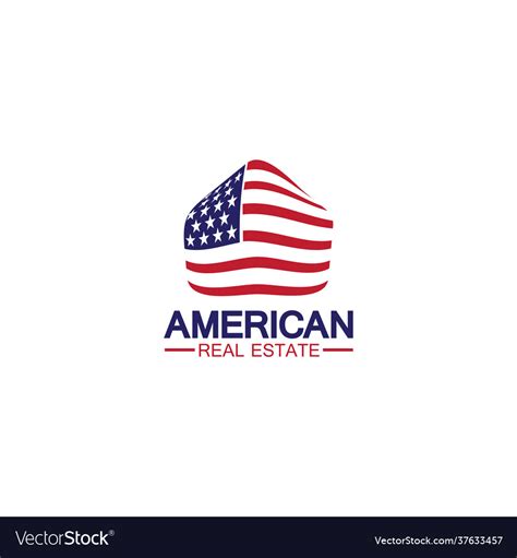 Home House American Flag Real Estate Logo Vector Image