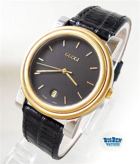 Mens Gucci 4300m Classic Date Leather Designer Watch Vintage Watches
