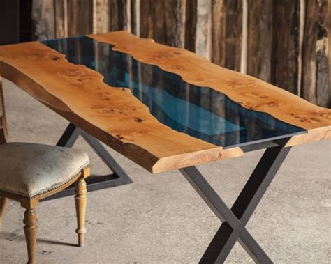 Wormholes, bark, wood grain, and all. Live Edge Wood Tables (products for sale)