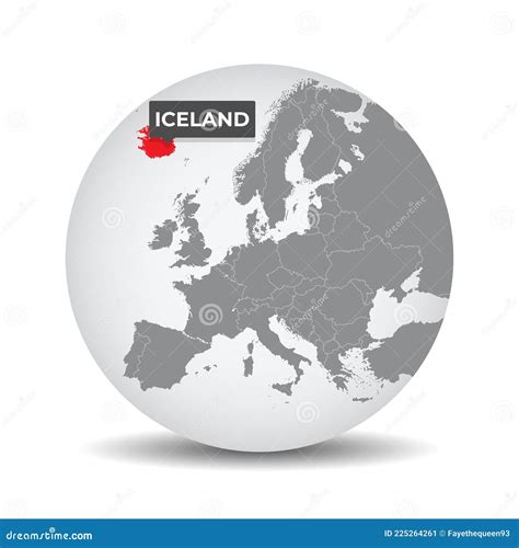 World Globe Map With The Identication Of Iceland Stock Vector